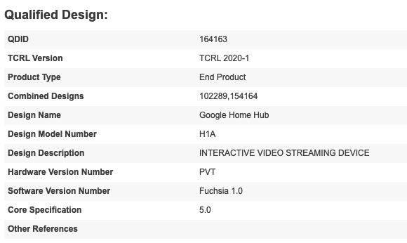 Fuchsia OSを採用した｢Google Nest Hub｣がBluetooth認証に登場