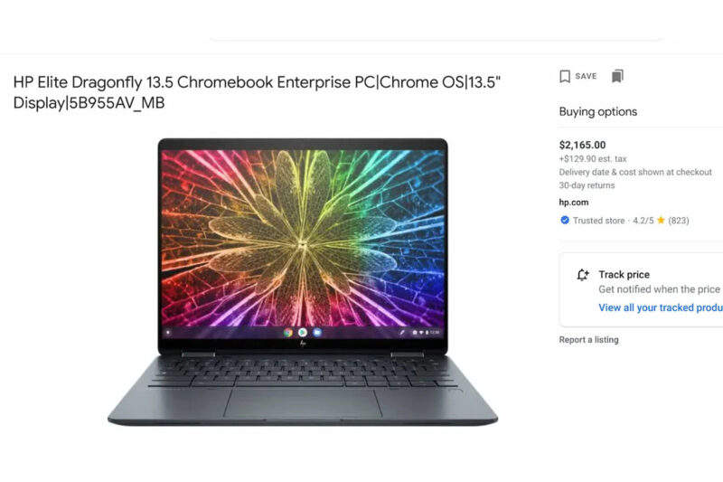 ｢HP Elite Dragonfly Chromebook Enterprise｣が2,165ドルの販売価格で発見される