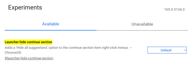 Chromebook ランチャーの｢前回開いていたページを開く｣を非表示にするオプションがCanaryで追加