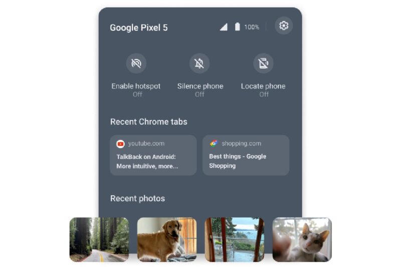 スマートフォン ハブでは、Androidスマートフォンで撮影された最近の写真を見ることができます。 