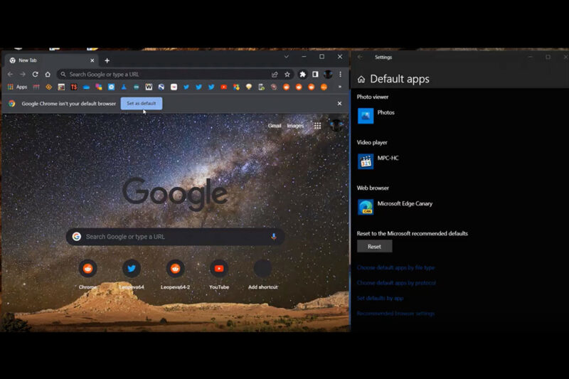設定を開かなくてもGoogle ChromeをWindowsの既定のブラウザに変更できるようになります
