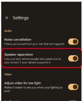 Pixel 7 デバイスで Google Meet を使うと、話者の位置に応じて聞こえ方が変化します
