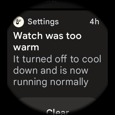 Pixel Watch は熱対策のために自動的にオフになるようです